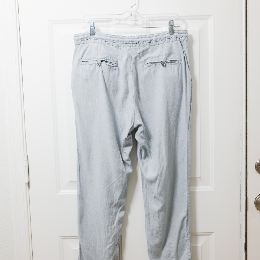Zara Relaxed Linen Blend Drawstring Pants Mens Grey Casual Lightweight Size M - Picture 2 of 4